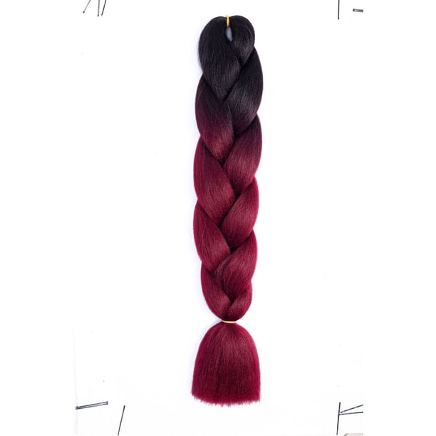 Nvzi Extensiones de cabello para trenzar para mujer, 3 paquetes de 100 g/paquete, 24 pulgadas, cabello sintético resistente al calor para trenzas de ganchillo, de negro a rojo vino.