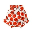 thumbnail image 6 of FYMNSI Baby Girls Ruffle Short Sleeve Clothes Newborn Letter Print Romper + Floral Shorts + Headband Infant 3pcs Summer Outfit Set 3-6 Months Ladybug, 6 of 8