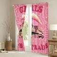 thumbnail image 2 of jejeloiu Girls Loves Train Curtains Pack of 2 (42x84 Each),Retro Train Curtains Blackout,Princess Pink Bedroom Curtains For Teens,Microfiber Bedroom Decor, 2 of 5