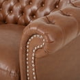 Loveseat Sofa, 62" Comfy PU Leather Couch with Nailhead Accents, Tool