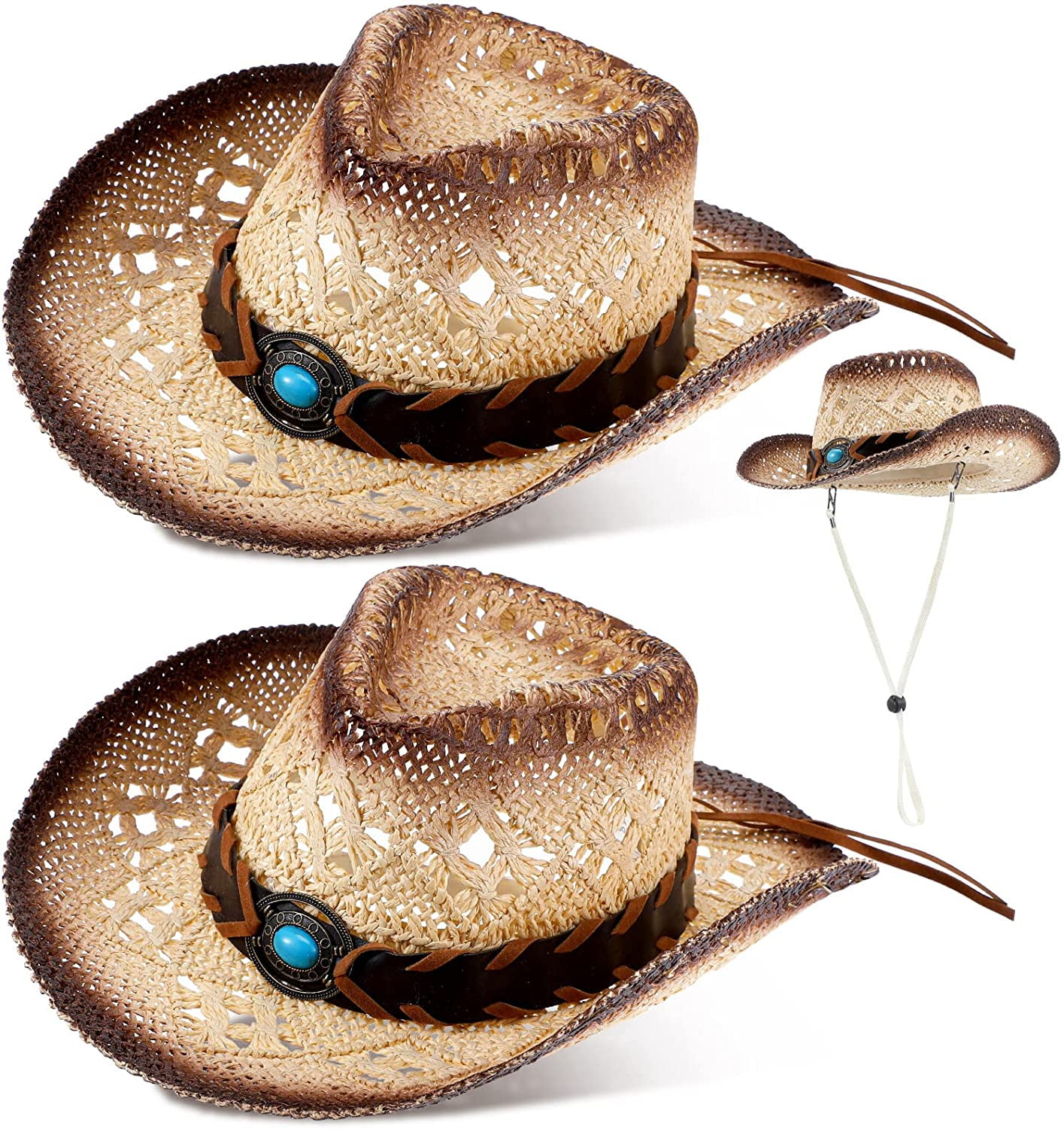 Excellent quality Western Cowgirl Hat with Wooden Beaded Hatband Cute