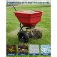 thumbnail image 5 of Memoryfield 80LB Broadcast Spreader 12FT Wide, 13" All-Terrain Wheels, Walk Behind Lawn Spreader for Lawn Fertilizer/Seed/Salt, Red, 5 of 9
