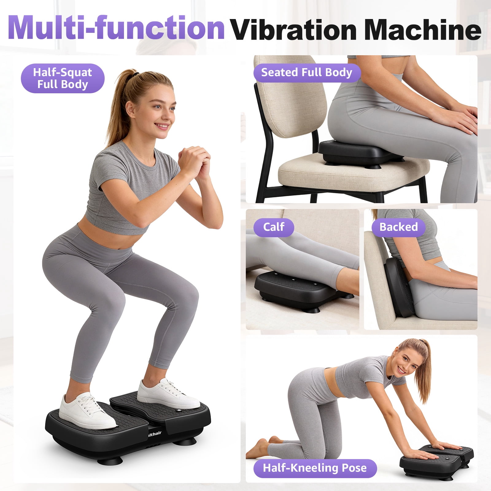 Hlthair Mini Vibration Plate Machine For Lymphatic Drainage, Shake Plate Exercise Machine Fat Burner For Weight Loss, Portable Shaking Whole Body Workout Vibration Platform for Home Gym 1 Piece