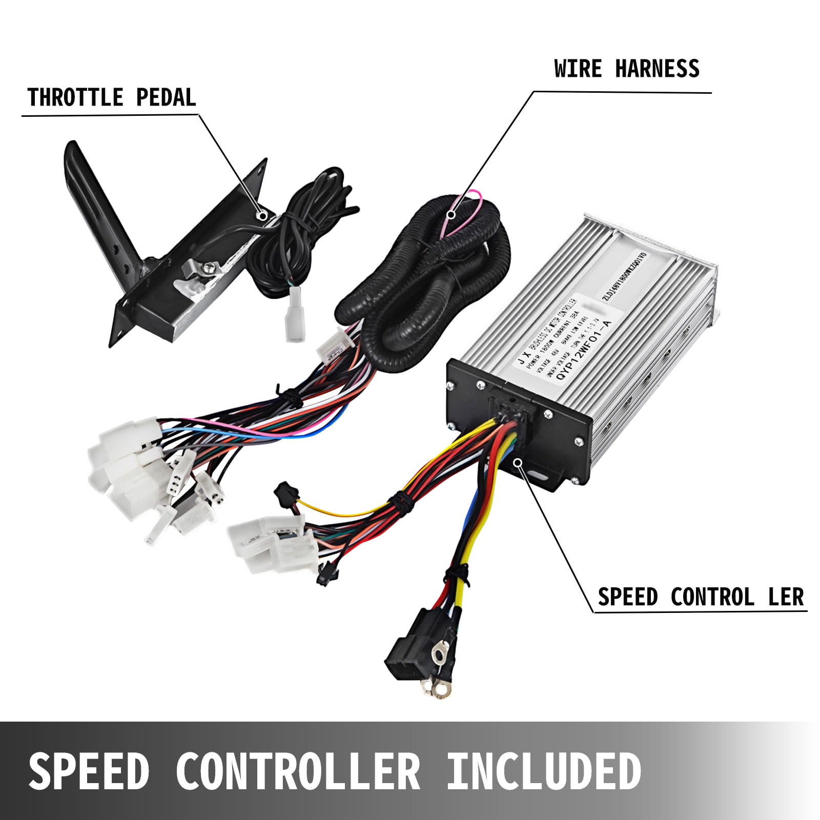 1800W 48V Brushless Motor Controller Pedal Wire Harness Throttle Battery DIY 