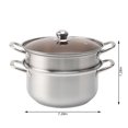 thumbnail image 3 of Steamer Pot with 5QT Stock Pot and Vegetable Steamer, Multipurpose 9.5 inch 2-Tier Stainless Steel Steamer Pot with Lid for Cooking Vegetables, Dumplings, Stocks, Sauces, Stainless Steel Food Steamer, 3 of 7