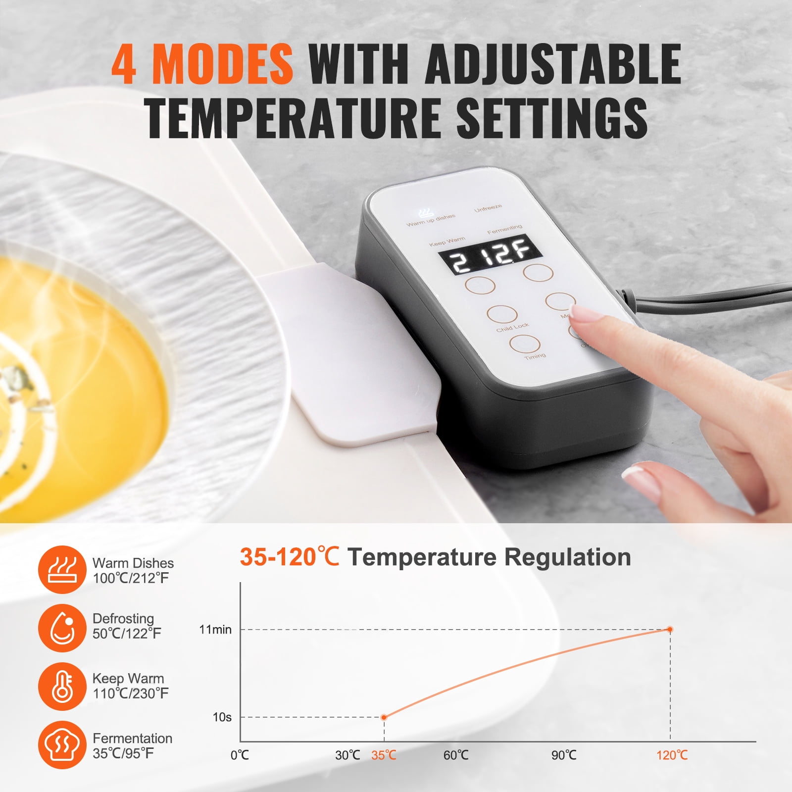 KFFKFF Electric Heating Pad, Roll-Up Buffet Food Heater, Silicone Portable Warming Surface with 4 Temperature Levels, Automatic Off & Child Safety Lock, Ideal for Events, Catering