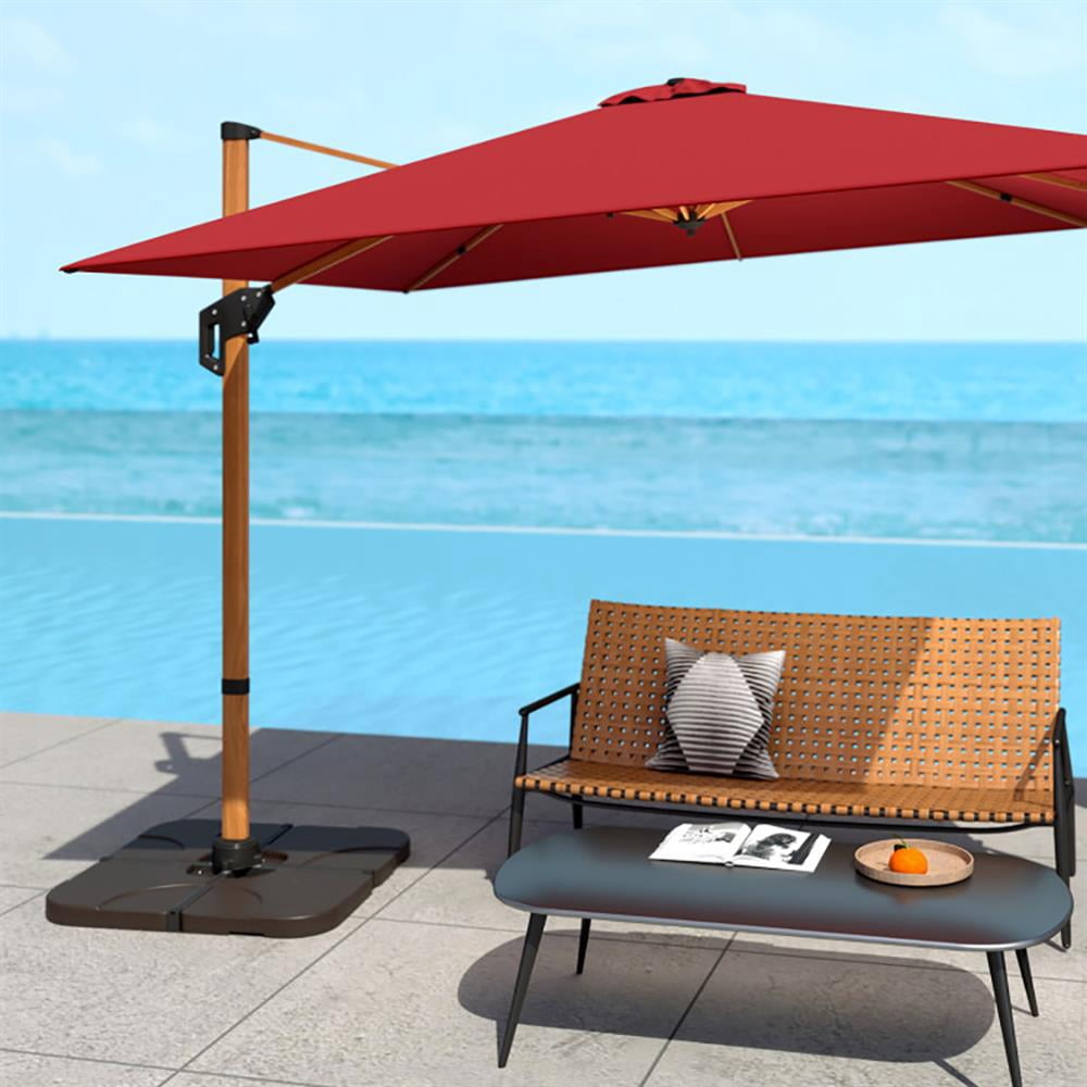 GVN Patio Umbrella Base,Outdoor Umbrella Stand,20 Inch Patio Offset Water Filled Plate Umbrella Base Sand-Coffee