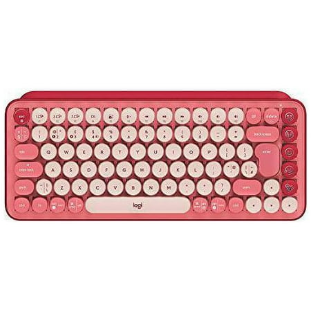 Logitech - POP Keys Wireless Mechanical Tactile Switch Keyboard for Windows/Mac with Customizable Emoji Keys - Heartbreaker Rose