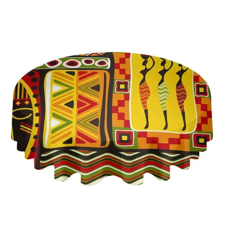 

Africa Elephant Ethnic Round Tablecloths for Dining Table Waterproof Table Cover for Kitchen Living Room Dining Room