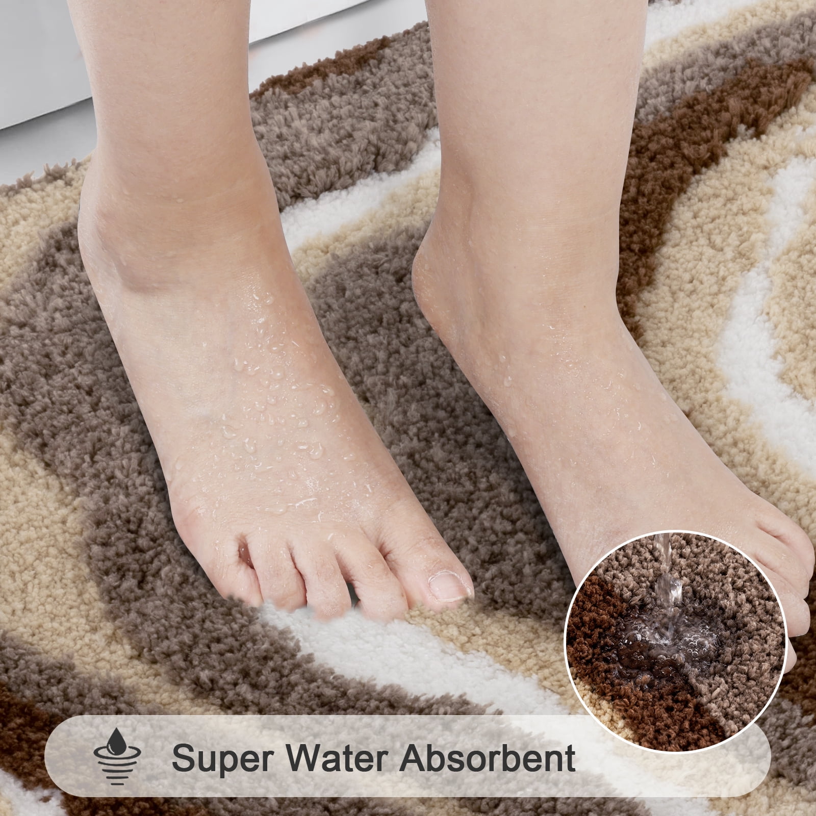 Bathroom Rugs Sets 4 Piece with Toilet Lid Cover, Non Slip Bathroom Mats Extra Soft Chenille Bath Rugs Absorbent Shaggy Rugs Perfect Plush Mats U-Shaped Toilet Rug and Toilet Cover Kitchen