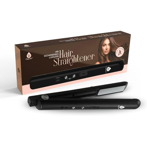 Pursonic Lisseur de Cheveux Sans Fil Rechargeable par Usb avec 2 * Batteries 4500Mah - Lisseur Portable avec Indicateurs Led à 3 Niveaux de Température et Fer Plat Enduit de Céramique (Noir)