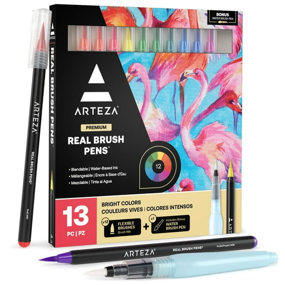 Rotuladores de acuarela ARTEZA Real Brush, juego de 12 con pincel