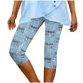 thumbnail image 6 of Haivin Women's Faux Denim Print Yoga Pants, Slim Fit Capri Leggings with Fashionable Design, Stretchy Casual Workout Bottoms for Exercise and Daily Wear, 6 of 7