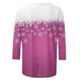 thumbnail image 5 of Usmixi Winter Tee Tops for Women Womens Christmas Shirts Merry Xmas Round Neck Lightweight Ladies Pullover Blouses Casual Snowflake Print Tee Tops Fall 3/4 Sleeve Tops, 5 of 5