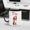 thumbnail image 4 of Merry Christmas Brittany Spaniel Santa Hat Xmas Tree Winter Holiday 11oz Accent Two-tone Mug Brittany Dog Lover Gifts Idea Coffee Tea Cup - 01013, 4 of 5