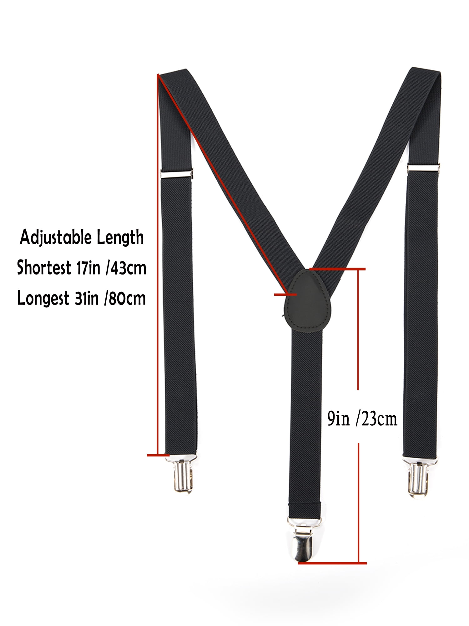 Black Heavy Duty Suspenders – 25mm Wide, Adjustable Y-Shape Braces, Button Attachment, Formal Wear