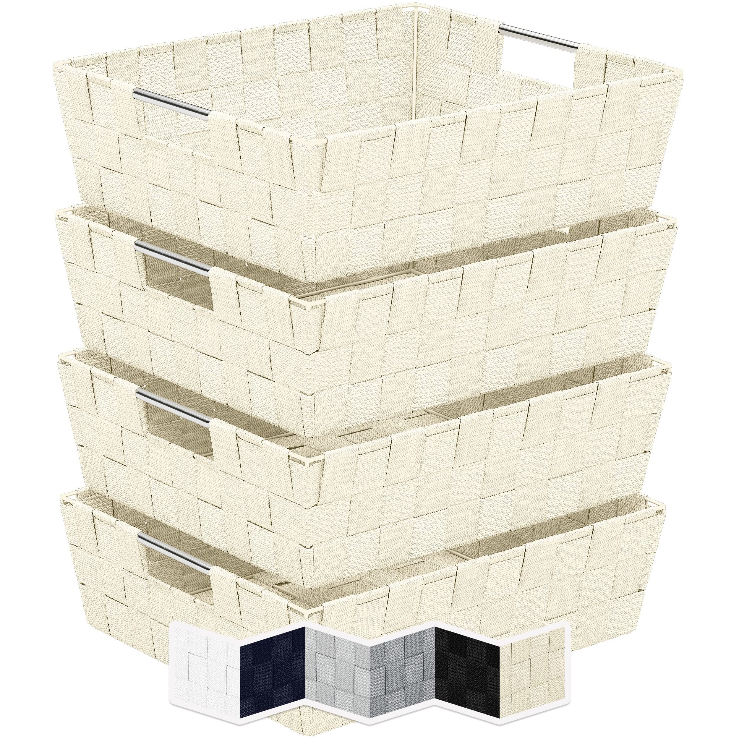 NEATERIZE Woven Storage Baskets for Organizing 4 Fabric Empty