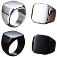 thumbnail image 1 of Men Silver&Black Square Rings Titanium Steel Ring Men Jewelry Finger, 1 of 8