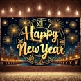 thumbnail image 4 of Golden Letters Happy New Year Banner Clock Design New Year Banner Fireworks Pattern Dark Blue Background Celebration Banner for New Year Party New Year's Eve Celebration Indoor Decoration, 4 of 8