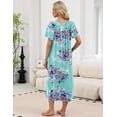 thumbnail image 5 of EKOUAER Long Nightgowns for Women Short Sleeve House Dress with Pockets Mumu Dress, 5 of 6