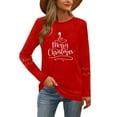 thumbnail image 4 of Christmas Tree Shirt Women Christmas Embroidered Trees Long Sleeve Shirts Gift Xmas Graphic Tee Tops, 4 of 7