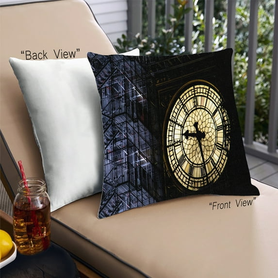 Ahgly Company Sites Big Ben Outdoor Throw Pillow, 18 inch by 18 inch