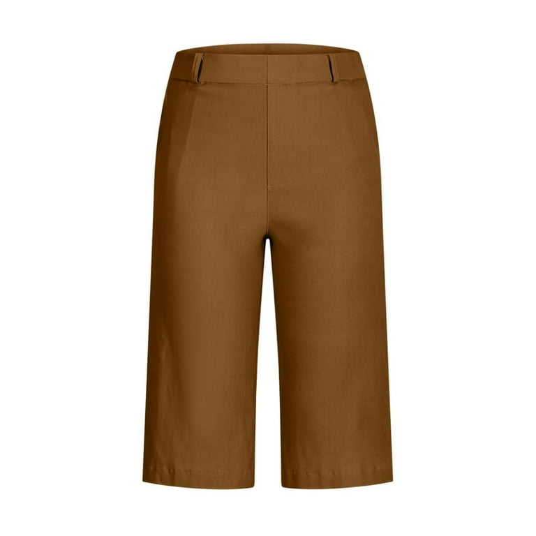 brown dress shorts womens Tqwqt Bermuda Shorts for Women Dressy Casual Chino Shorts Straight Leg High Waisted Dress Shorts Trendy Summer Long Shorts with Pockets Brown XL