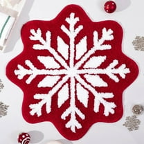 KOYPTL Christmas Bathroom Rug 40*40cm Snowflake Bath Mat for Holiday Decor Soft Welcome Mat Non Slip Washable Durable Bathtub Rug Kitchen Rug for Entryway Indoor Outdoor Front Door Home Decor