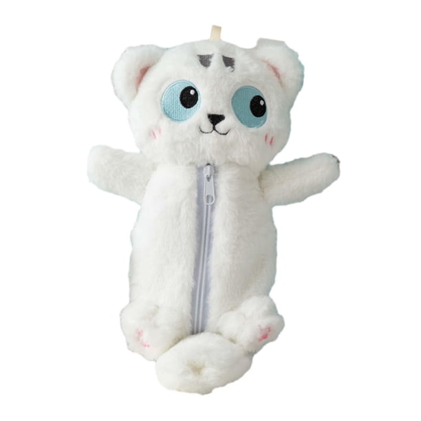 Estuche para lápices de animales con cremallera, suave y novedoso estuche de papelería con dibujos animados para cosméticos gato