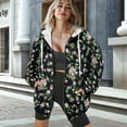 thumbnail image 3 of FOR U DESIGNS Purple Flower Zip Up Hoodie Women Oversized Cardigan Hoodies Size M Lightweight Hooded Sweatshirt Zipper Front Women Activewear Tops Long Sleeve Sportswear, 3 of 7