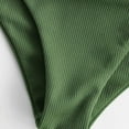 thumbnail image 5 of Swimsuits for Women,Women Crisscross Back Solid High Waist Rib Bikini Set Two Piece Swimsuit Green XL(XL), 5 of 7