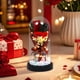 thumbnail image 1 of Ramo de flores con jabón Everlasting Rose Domo de cristal - Luces LED, exposición decorativa lista para regalos, sin mantenimiento, colores variados, 8,5x4,3 pulgadas, acento duradero para el hogar, 1 of 6