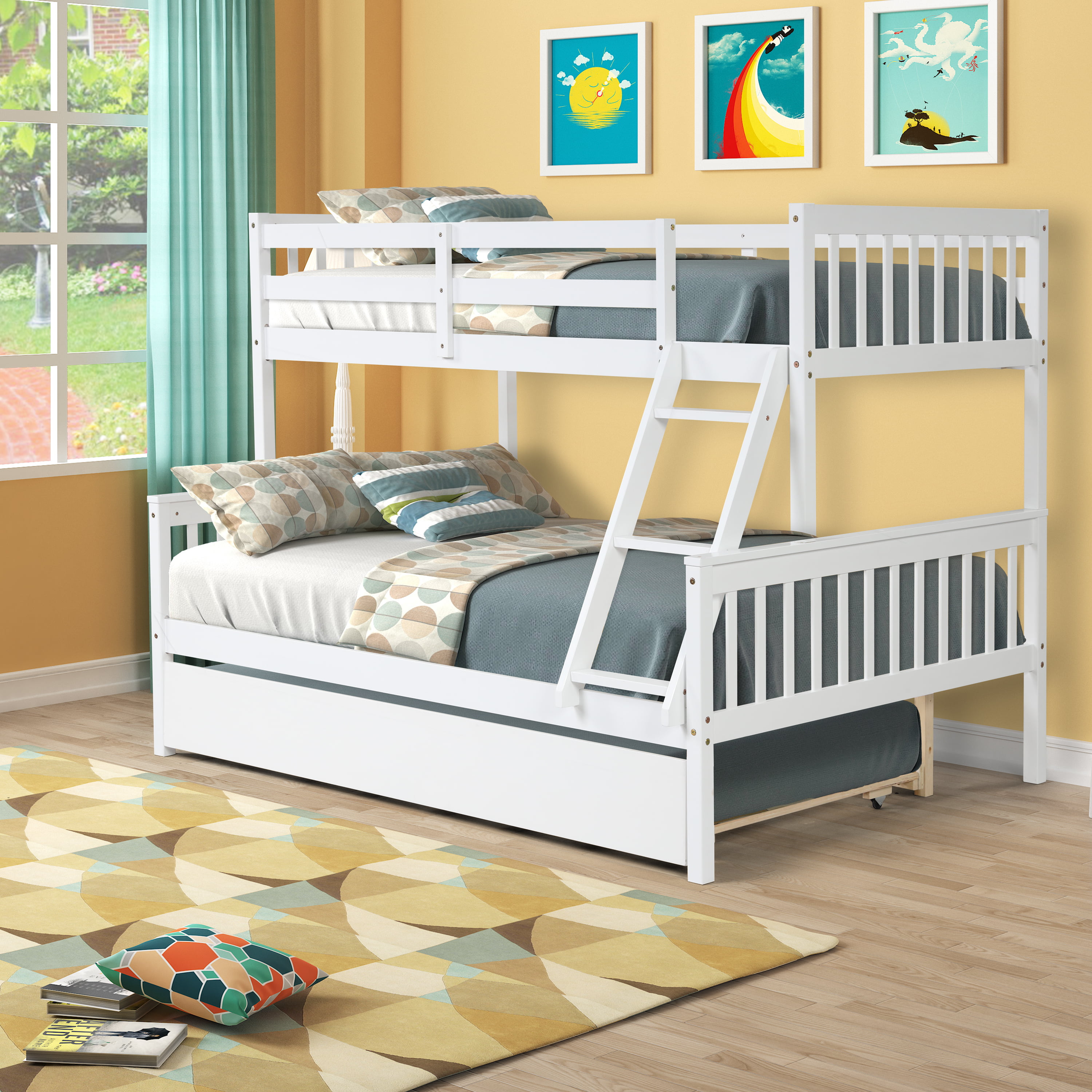 Kids Bunk Beds With Ladder, Wayfair Twin Over Full Bunk Bed With Trundle
