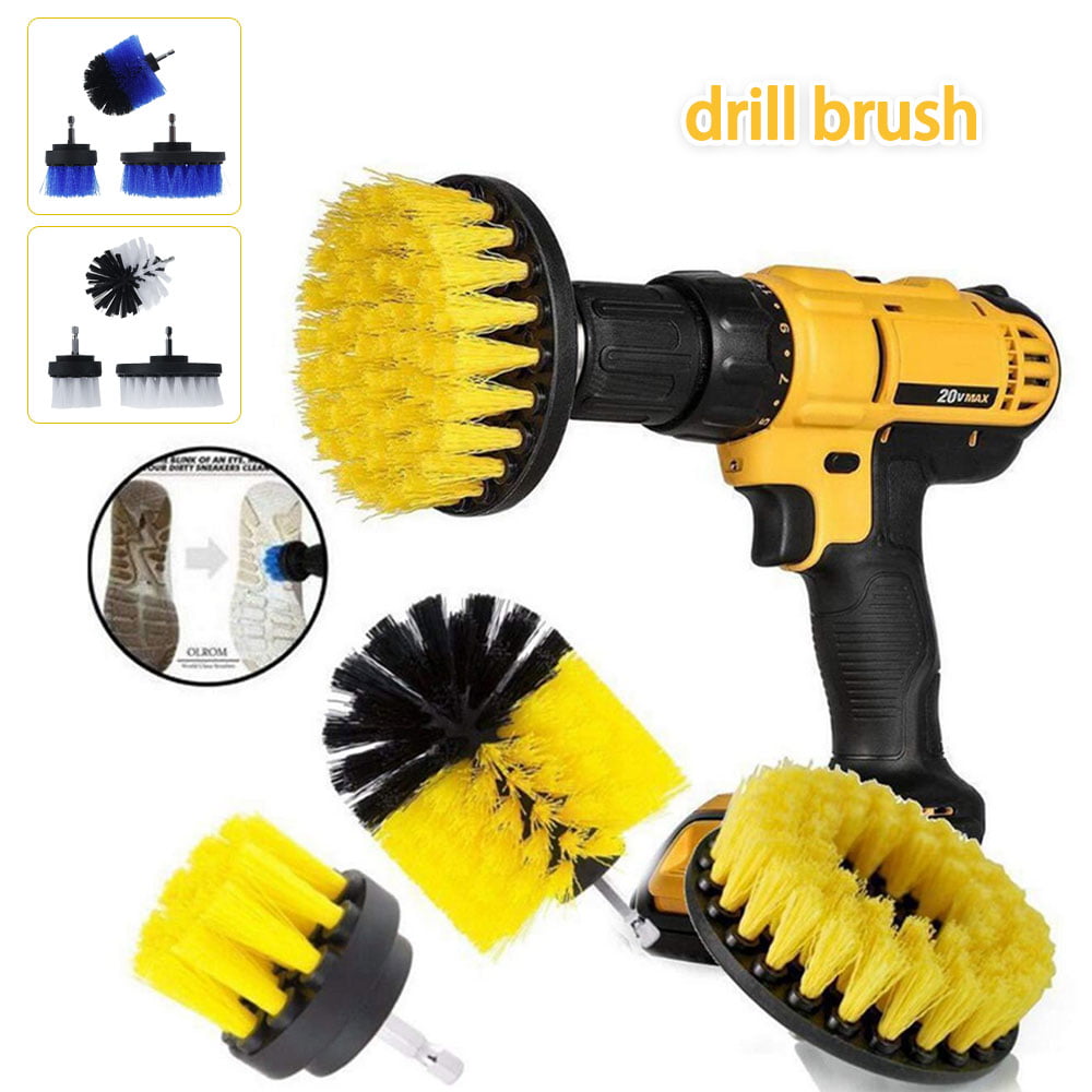 5 inch drill brush for Car Carpet wall and Tile cleaning MEDIUM DUTY YELLOW 