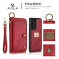 thumbnail image 2 of Dteck Galaxy S21 Wallet Case, Leather Zipper Purse Large Capacity 14 Card Slots [Magnetic Closure] 2 in 1 Detachable Magnetic Phone Cover with Wrist Band for Samsung Galaxy S21, Red, 2 of 9