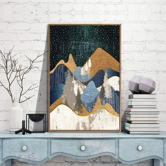 IDEA4WALL Framed Canvas Wall Art for Living Room, Bedroom Nordic Style Mountains Canvas Prints for Modern Home Decoration Ready to Hang