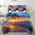 thumbnail image 1 of Erosebridal Lit Marin en Sac Taille Simple, Ensemble de Lit Cocotier, Décor Coucher de Soleil Romantique, Réversible, 1 of 5