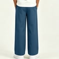 thumbnail image 5 of cfhntfmh Casual Pants for Boys Loose Fit Solid Color Elastic Waisted Straight Leg Pants with Pockets (Blue,7-8 Years), 5 of 7