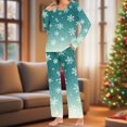 thumbnail image 2 of Tnhcen Women's Christmas Snowflake Print Pajamas 2-Piece Set Cozy Soft Stretchy Poly Spandex Blend Pocket Long Sleeve Top + Pants Holiday Sleepwear S-3XL, 2 of 8