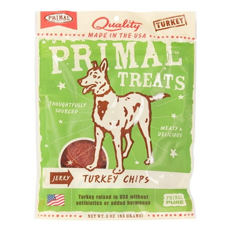 Primal Pet Foods Grain-Free Jerky Turkey Chips Dry Dog Treat, 3