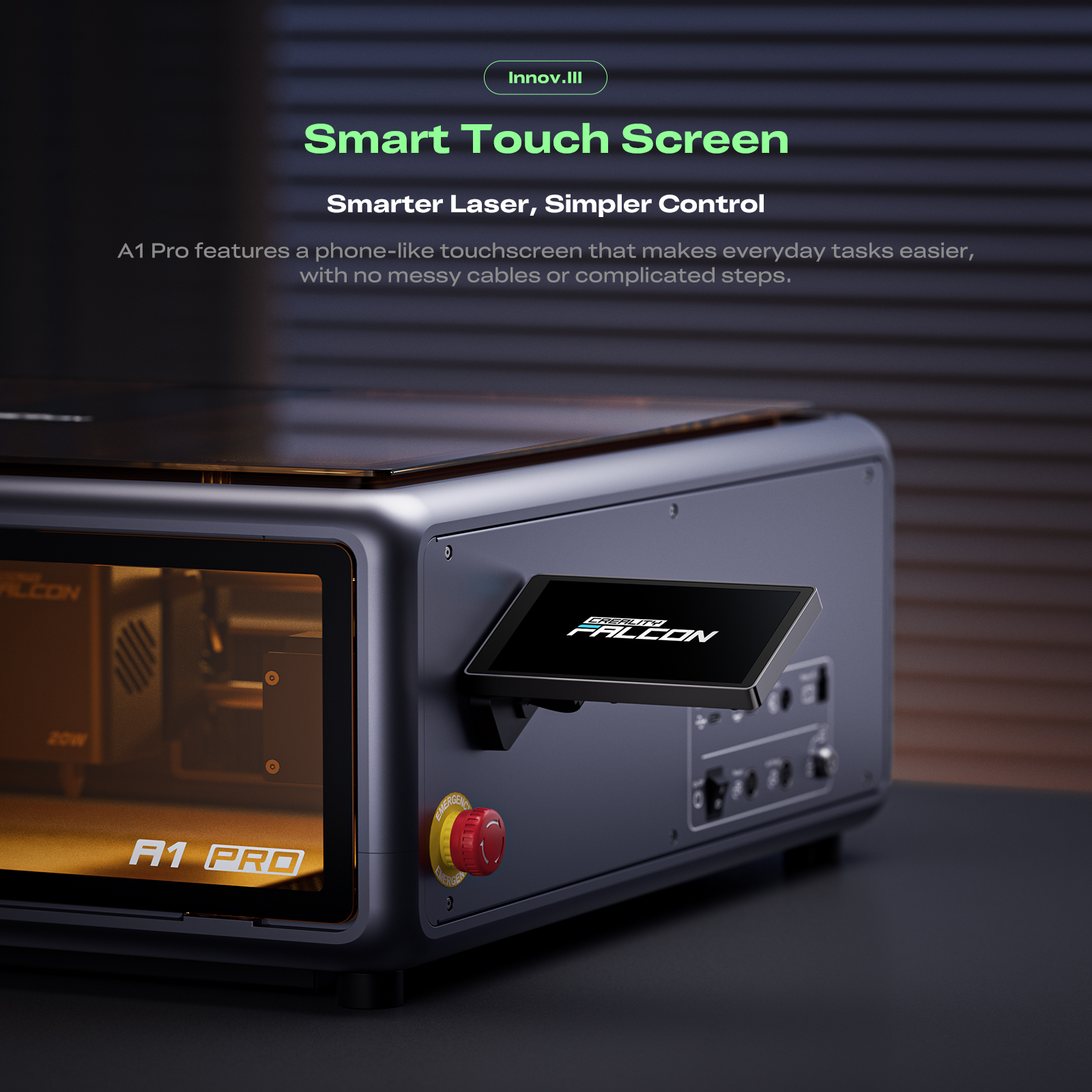 Creality Falcon A1 Pro 20W Laser Engraver & Cutter with 20W&2W Switchable Laser Modules (Optional), Enclosed Engraver with Smart Touch Screen, HD Camera Real-time Monitoring