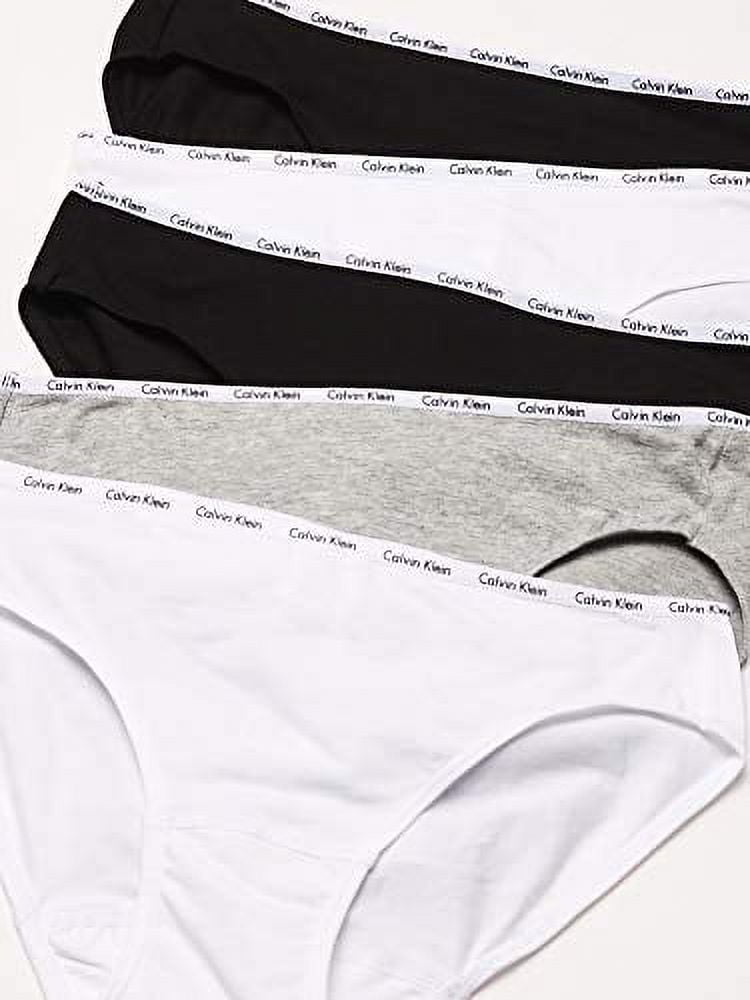 Klein Pack, Womens Bikini Panty Calvin Cotton 5 Stretch Black/White/Grey, M Logo