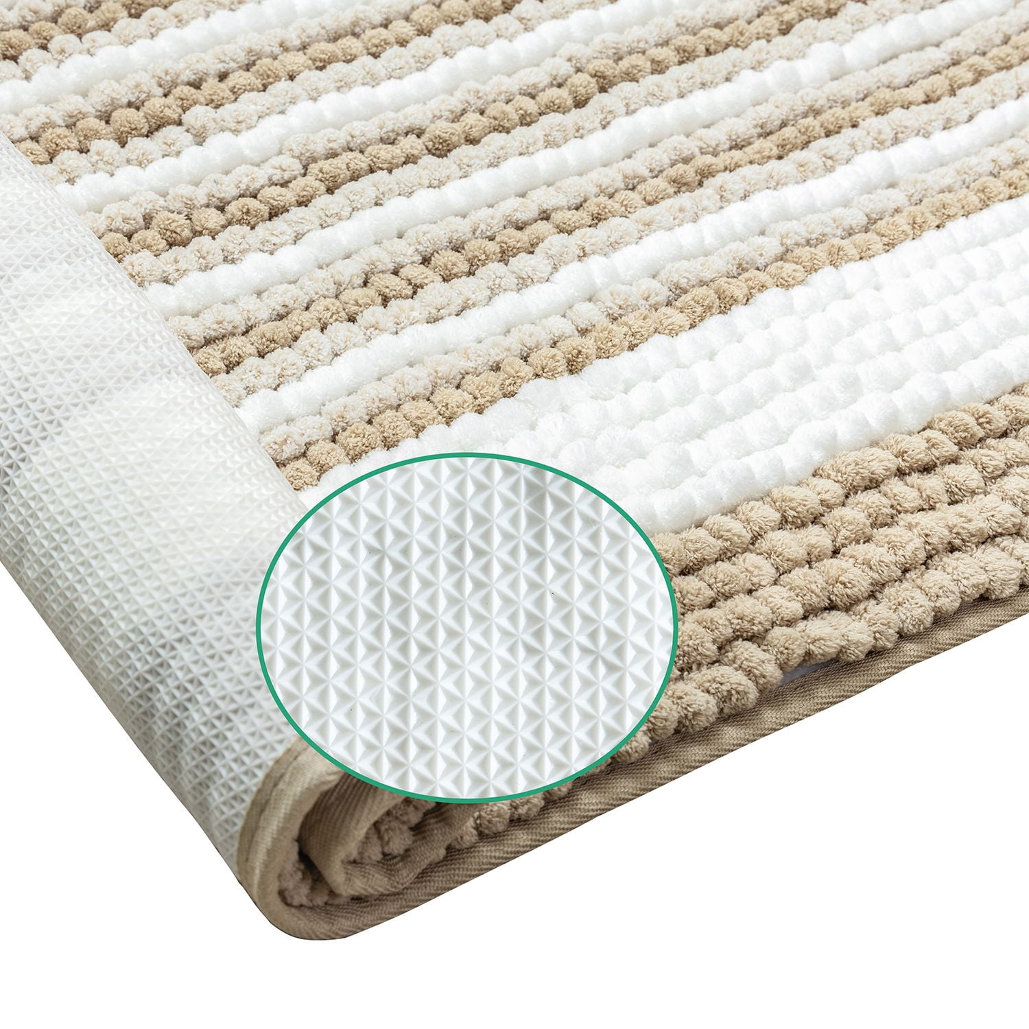 Phantoscope Soft Chenille Bathroom Rug, 20 x 30 in, Quick Dry, Non-Slip Backing, Off White