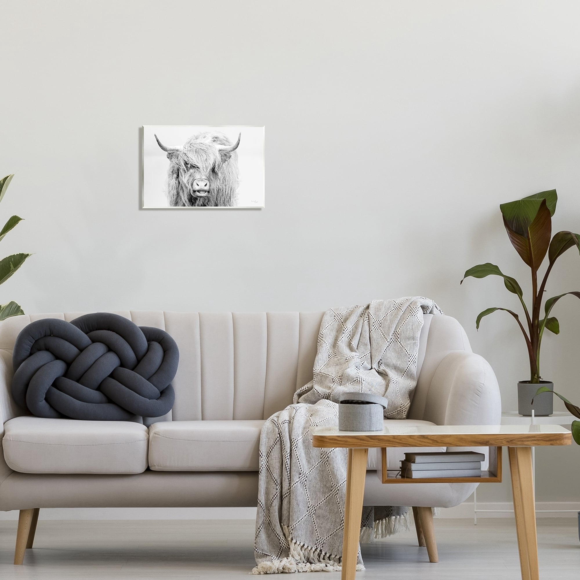 Stupell Industries Expressive Highland Cattle Monochrome Animal Portrait Photograph Unframed Art Print Wall Art, Design by Jennifer Pugh