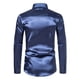 thumbnail image 2 of Camisas s Para Hombre Interior Camisa de manga larga de satén liso de tendencia de moda para hombre (Navy, XXL), 2 of 4