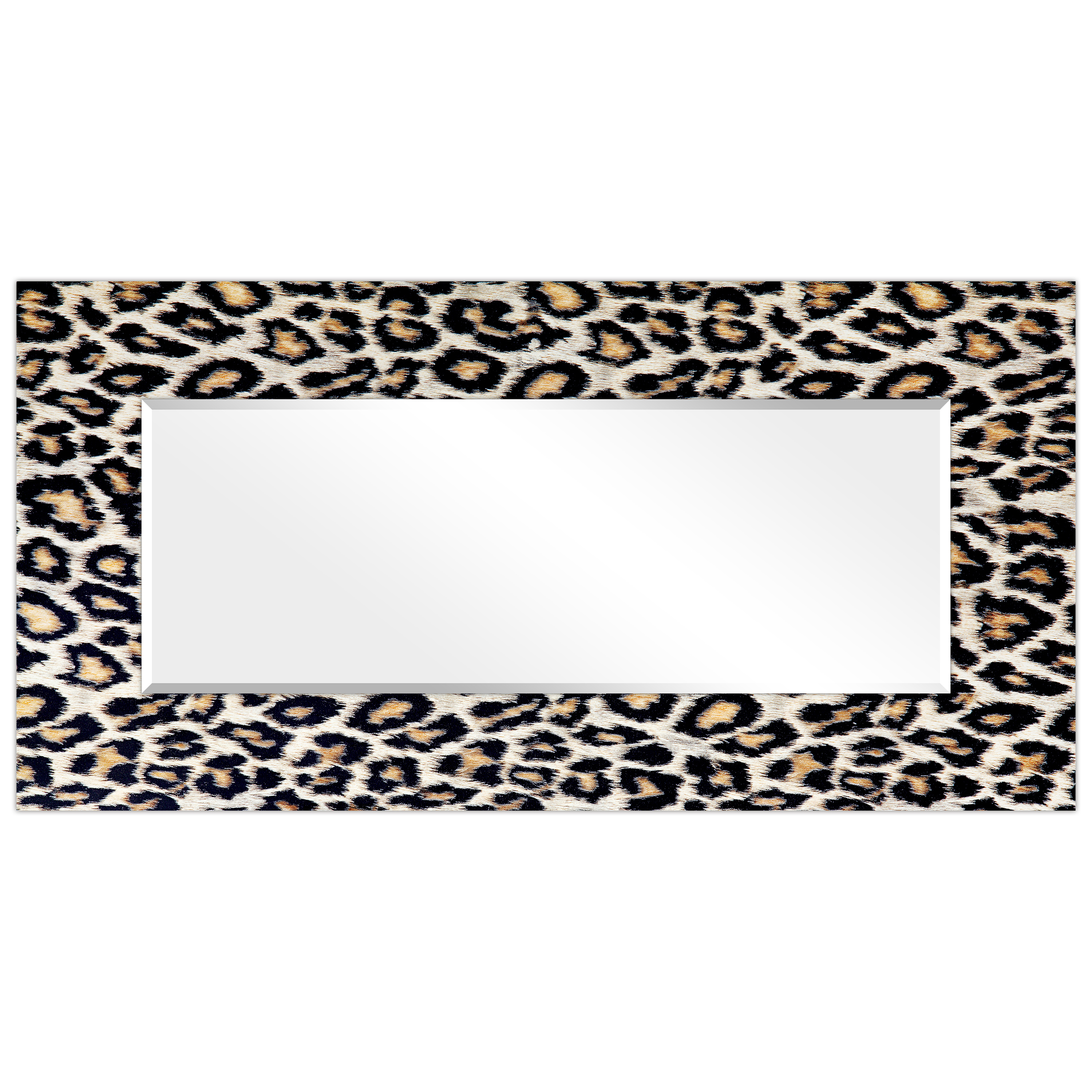 Empire Art Direct Leopard Rectangular Beveled Mirror on Free Floating Reverse Printed Tempered Art Glass, 72" x 36" x 0.4", Ready to Hang