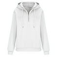 thumbnail image 3 of KIHOUT Spring Winter Womens Tops Long Sleeved Solid Color Loose Zippered V-neck Loose Hoodie Pullover, 3 of 5