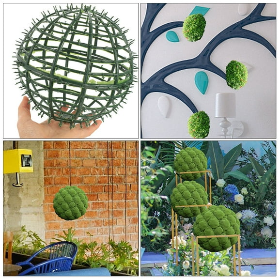 SWETRACE Green Plastic Artificial Plant Topiary Ball Support Cage 3Pcs For Flower Arrangements And Weddings