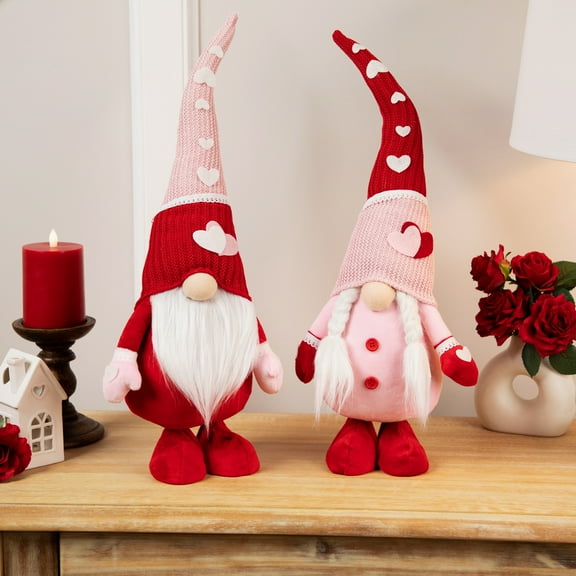 Northlight Gnomes with Knitted Hats Valentine's Day Decoration  - 23" - Set of 2