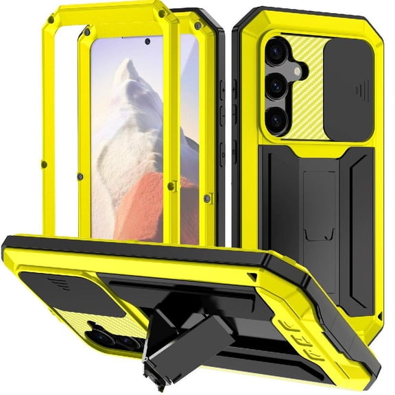 Metal Stand Phone Case for Samsung Galaxy S25 Built In Camera Kickstand 360 Full Body Protective Cover Heavy Duty Shockproof